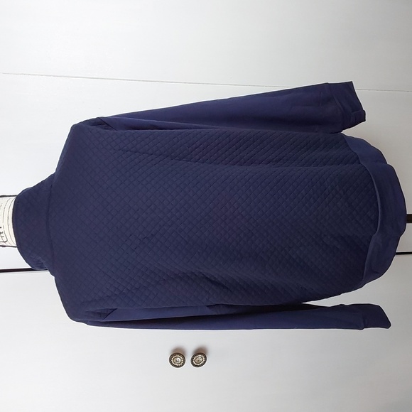 Womens Navy Quilted Textured Navy Blue Hoodie Silver Front Zipper Sz.XL - Picture 6 of 7